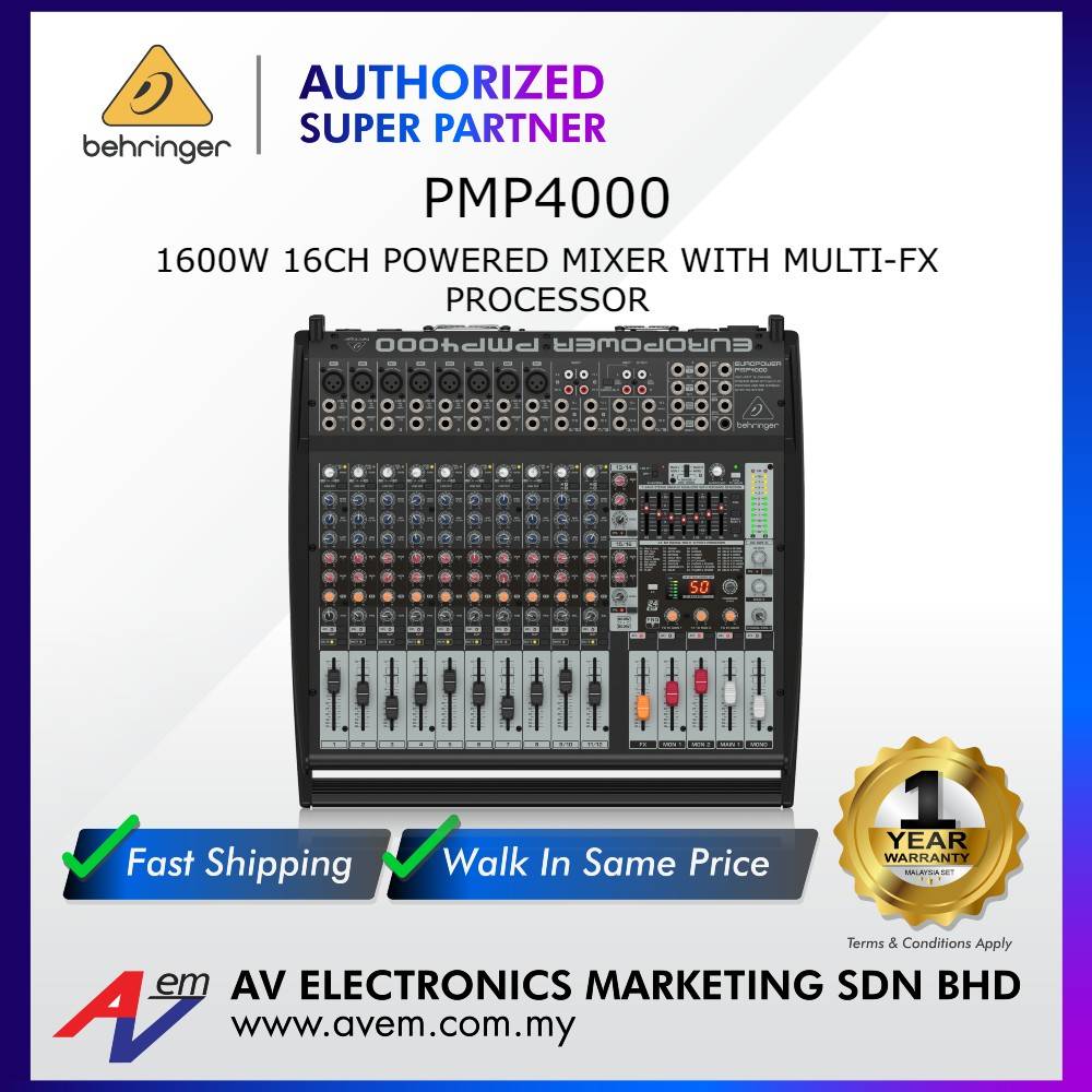 Behringer Europower PMP4000 16-channel 1600W Powered Mixer